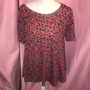Lularoe Perfect Tee Pink and Blue. Small